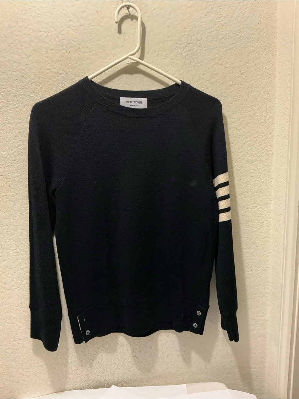 Thom Browne 4- Bar stripe Dark Navy Crewneck Knit Sweater size 40